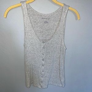 Gray Button-Up Tank Top
